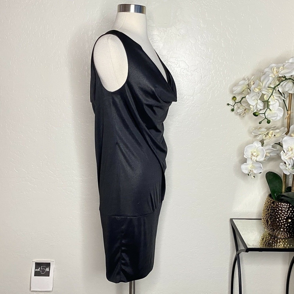 Essentials By Abs Black Drape Neck Mini Dress M - image 2
